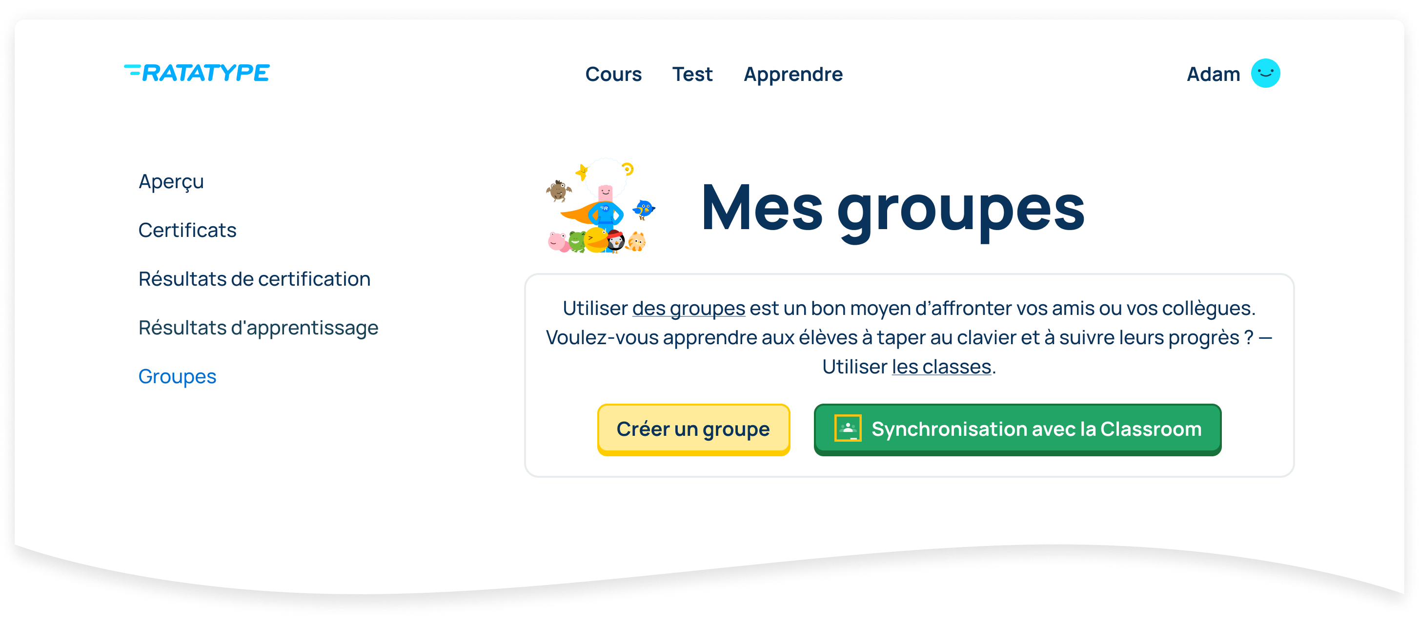 Connectez-vous et accédez à la page du groupe.