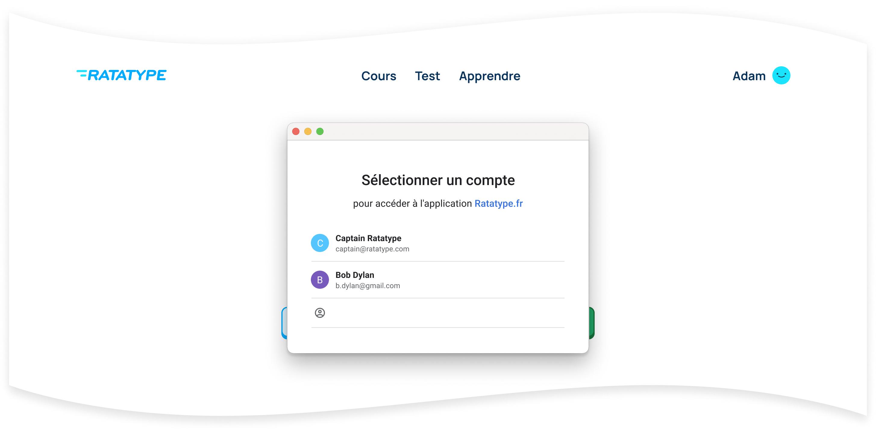 Sélectionnez le compte Google sur lequel vous avez créé des classes dans Google Classroom.